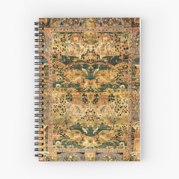 Item preview, ANIMALS AND HUMAN FIGURES WITH FLOWERS Flemish Style Persian Tapestry ,Yellow Green Blue Floral  designed and sold by BulganLumini.