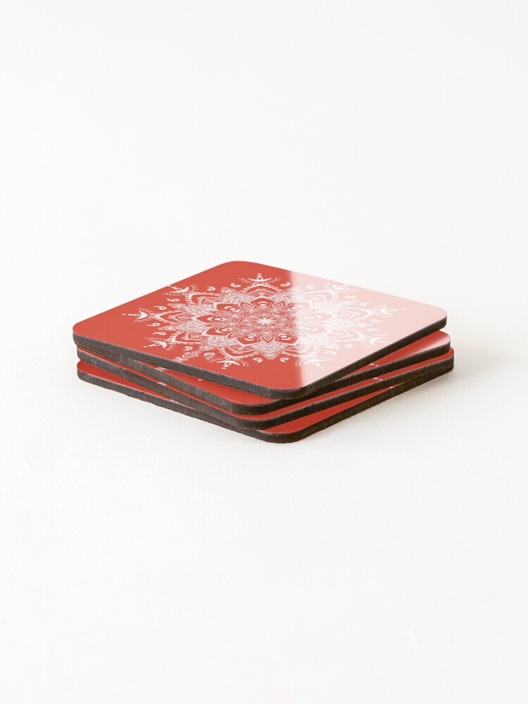 Alternate view of Mandala Scarlet Coasters (Set of 4)