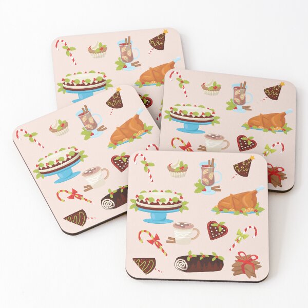 Item preview, Assorted Christmas Food - Roast Turkey, Cupcake, Candy Cane, Gingerbread Cookies, Mulled Wine, Log Cake, Hot Chocolate designed and sold by Alicia Chee.
