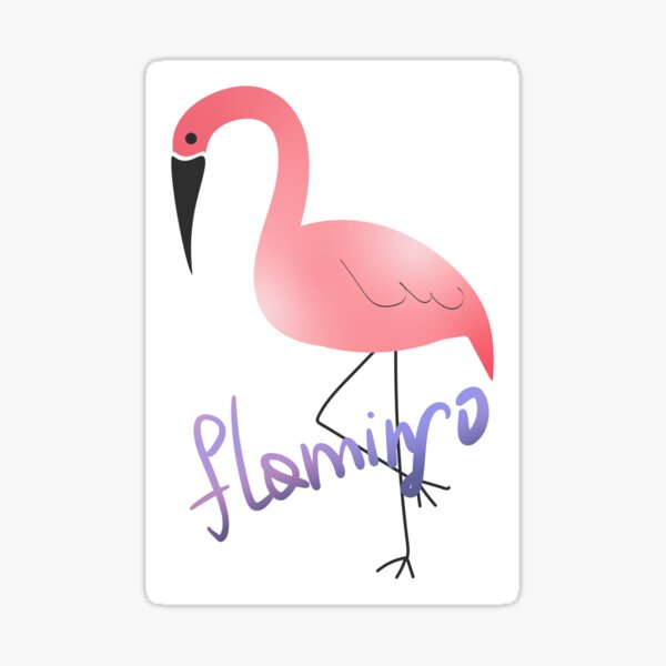 Simple tropical bird pink flamingo stands on one leg Sticker