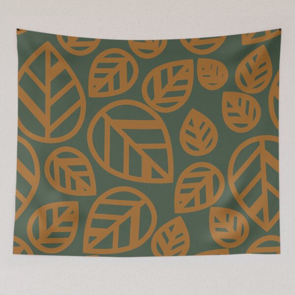 Item preview, Dark Yellow Leaves on Dark Green Background designed and sold by CRYSTAL WOMACK.