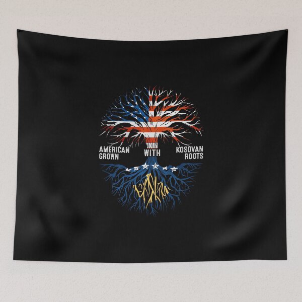 Item preview, American Grown With Kosovan Roots Tree Kosovo Flag designed and sold by MoHaCo.