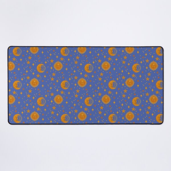 Bohemian 90's Sun and Moon Celestial Pattern Desk Mat