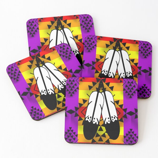 Item preview, Dark Purple / Fire Color / Black Double Feather Native Print designed and sold by JMWCD.