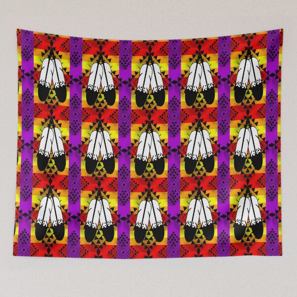 Item preview, Dark Purple / Fire Color / Black Double Feather Native Print designed and sold by JMWCD.