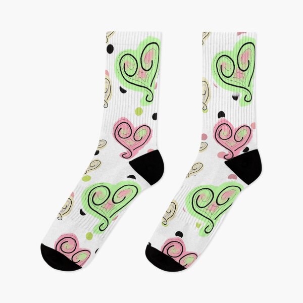Item preview, Pink, Beige And Green Swirl Hearts Pattern With Polka Dots  designed and sold by Designs By YL.