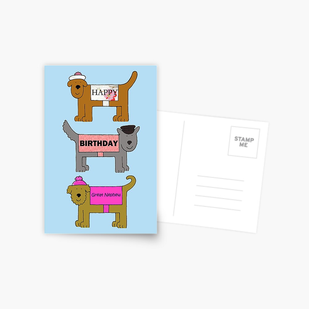 happy-birthday-great-nephew-cartoon-dogs-in-clothing-art-board-print-for-sale-by-katetaylor-redbubble