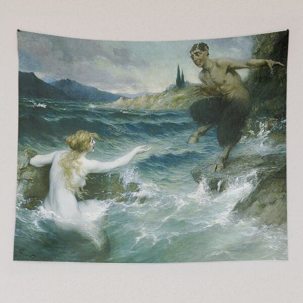 Item preview,  Mermaid Tempting a Satyr into the Water - Ferdinand Leeke designed and sold by Vintage Designs +.