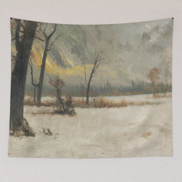 Item preview, Snowy landscape beautiful vintage painting designed and sold by Vintage Designs +.