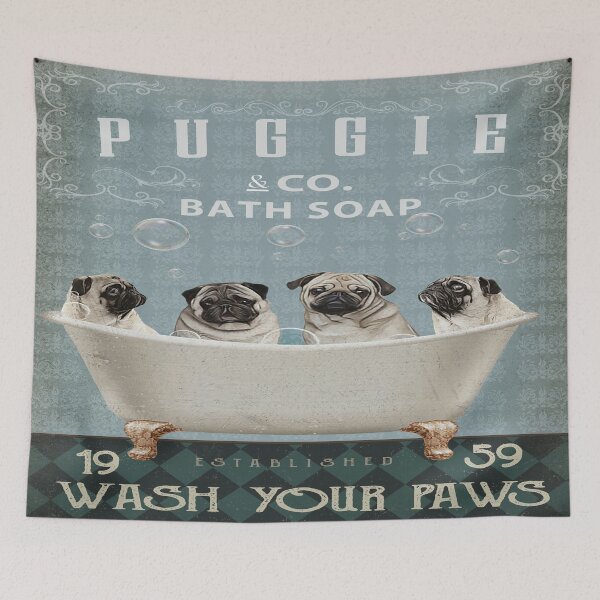 Item preview, Puggie And Co Bath Soap Wash Your Paws Pug dog designed and sold by ImkeAhrens.
