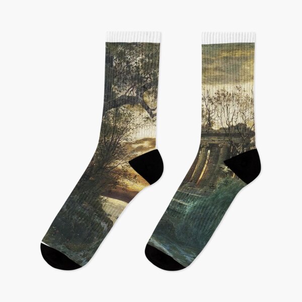 Item preview, Ruins in the lake vintage painting  designed and sold by Vintage Designs +.
