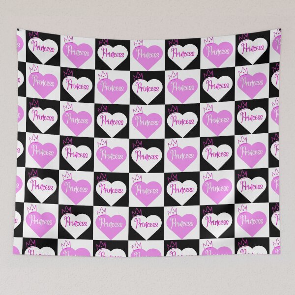 Artikelvorschau, Sissy-Prinzessin Heart Squares Pattern - Pink Schwarz und Weiß entworfen und verkauft von SISSY4SISSIES.