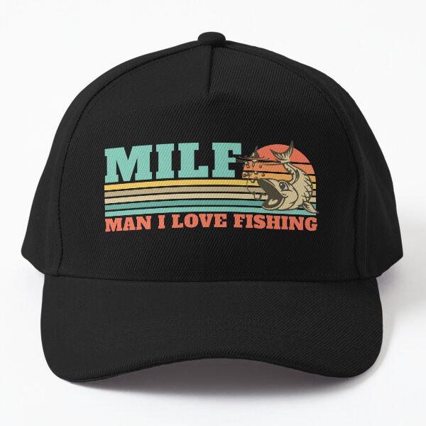 Vista previa del artículo con la obra «MILF hombre me encanta pescar retro vintage puesta de sol divertido regalo de pesca», diseñado y vendido por EvengoDesign89.