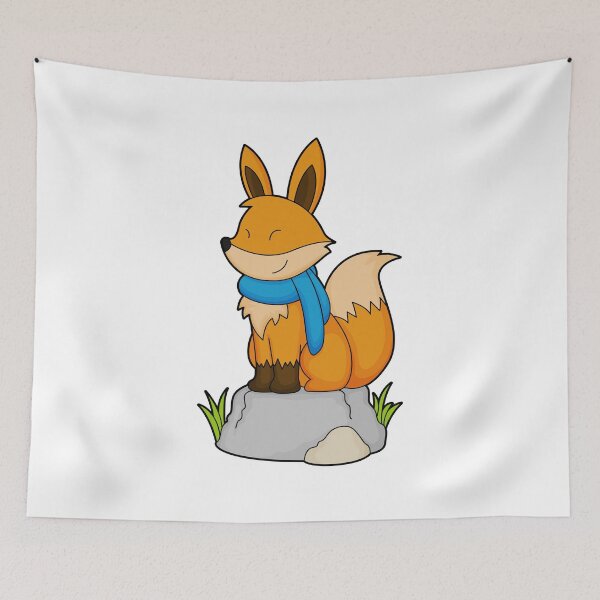 Item preview, Fox with Scarf on Rock designed and sold by Snabdesign84.