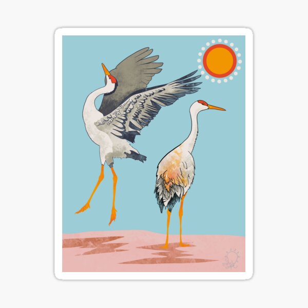 Item preview, Folksy Sandhill Cranes designed and sold by marleywrightart.