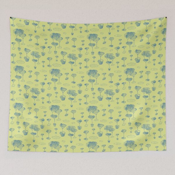 Item preview, Trees and clouds pattern -  blue green designed and sold by Nira-Bar.