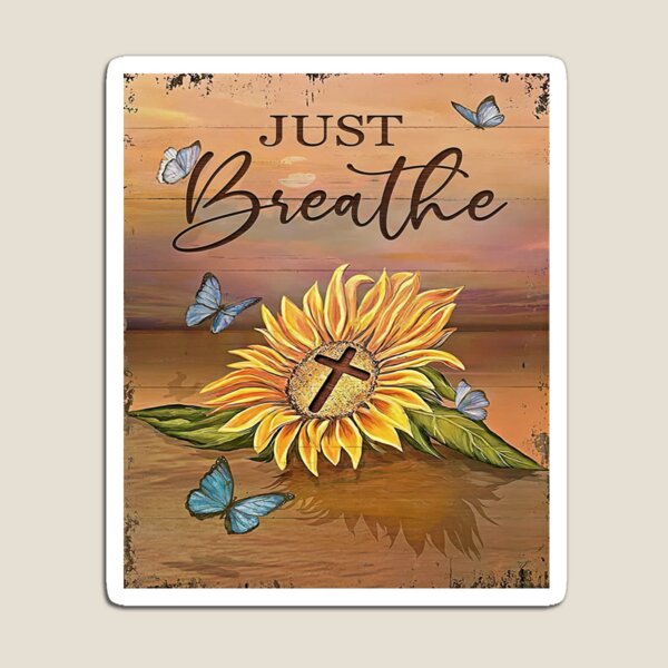 Item preview, Just Breathe Cross Sunflower Butterflies Jesus Christian designed and sold by AtmanJosef.