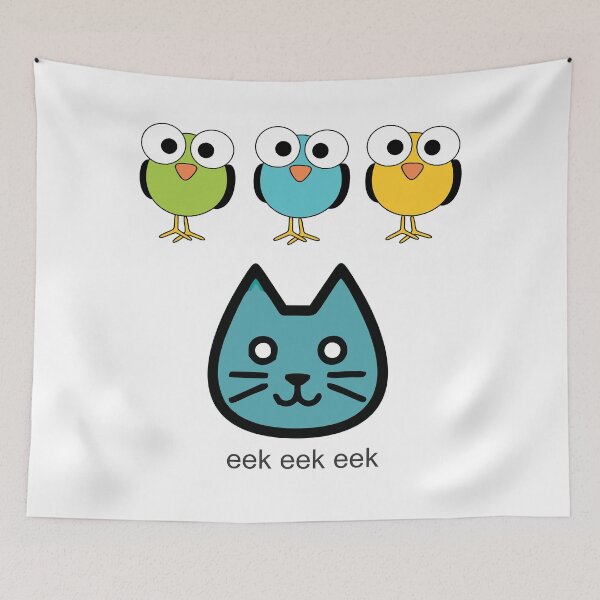Item preview, cat and little birds designed and sold by Smartalb.