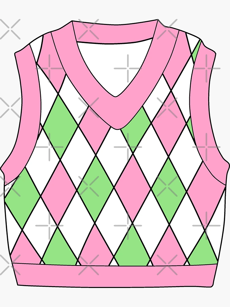 Pink and Green Checkered Sweater Vest Illustration Sticker for Sale by RJ Designs Redbubble