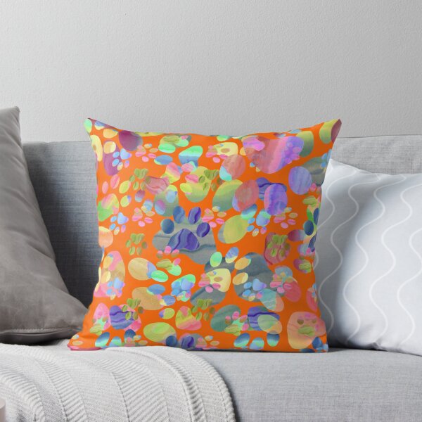 Item preview, Pet Paws Paint Party Fondo naranja designed and sold by Melissa J Barrett.