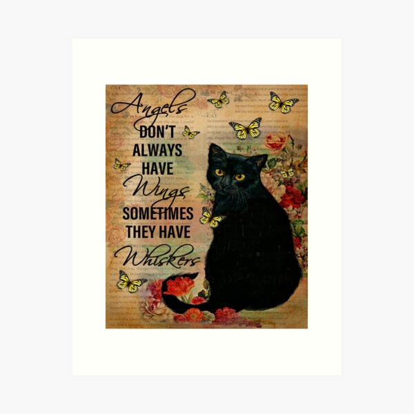 Item preview, Angels Don't Always Have Wings Sometimes They Have Whiskers Black Cat designed and sold by AtmanJosef.