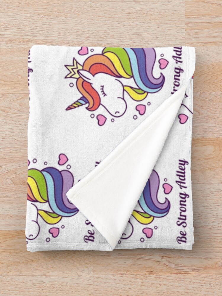 "Be Strong Adley, Unicorn Birthday, Funny Gift Kids" Throw Blanket for