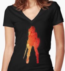 Fire Woman Women's Fitted V-Neck T-Shirt