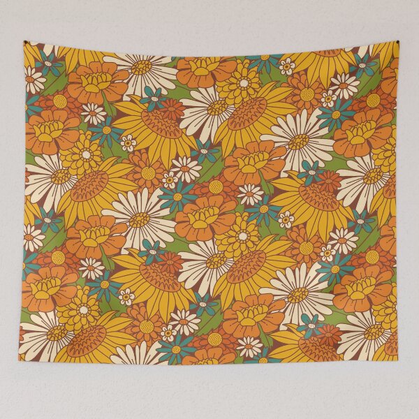 Item preview, 70s Retro Floral designed and sold by latheandquill.