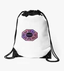 Pink and Purple Dharma Initiative Sign Drawstring Bag