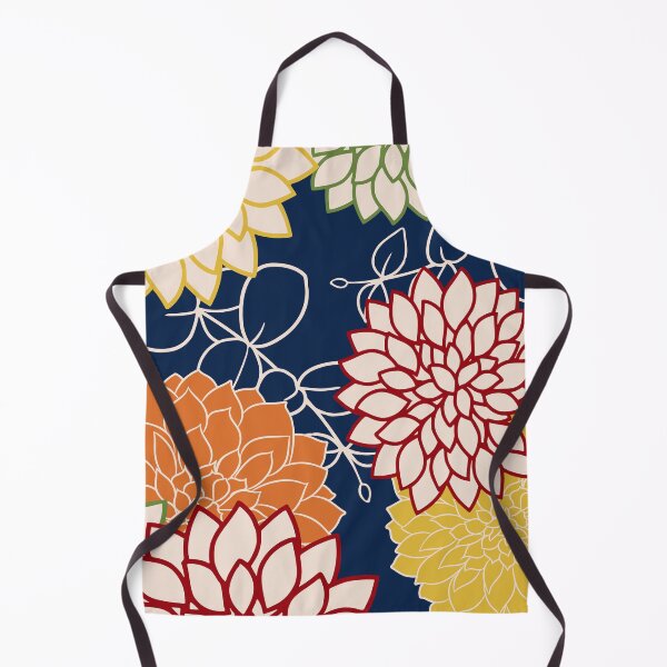 Item preview, Colorful Floral Blooms and Leaves on Navy Blue designed and sold by meggydesigns.