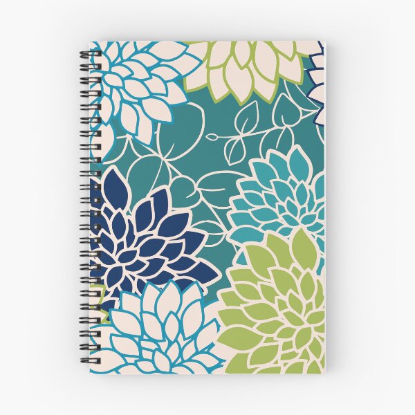 Item preview, Floral Blooms and Leaves, Blue, Teal and Green designed and sold by meggydesigns.