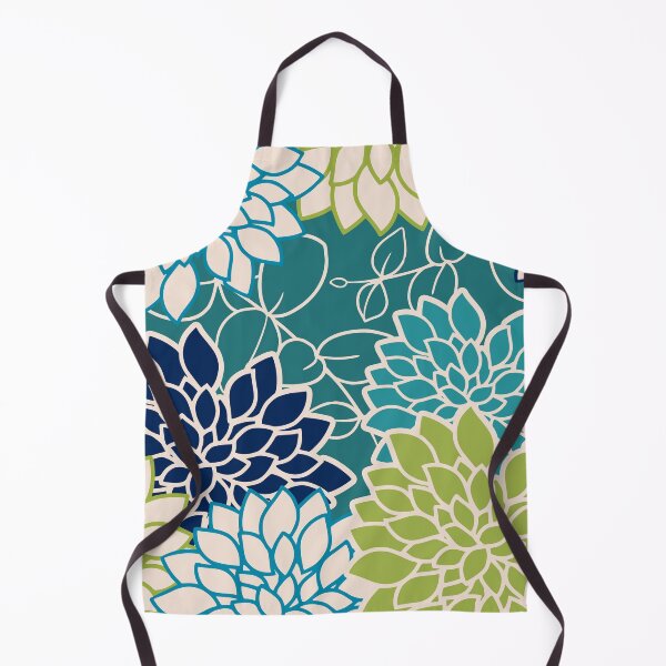 Artikelvorschau, Floral Blooms and Leaves, Blue, Teal and Green entworfen und verkauft von meggydesigns.
