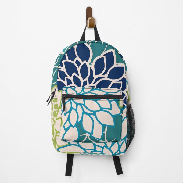 Artikelvorschau, Floral Blooms and Leaves, Blue, Teal and Green entworfen und verkauft von meggydesigns.