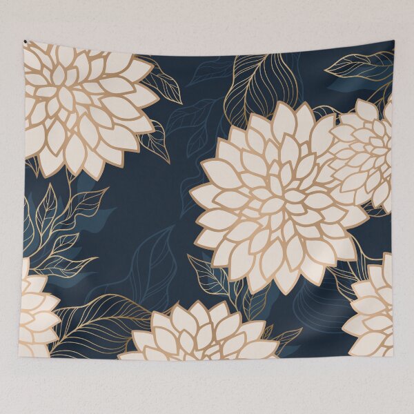 Artikelvorschau, Floral Aesthetic in Navy, Ivory and Gold entworfen und verkauft von meggydesigns.