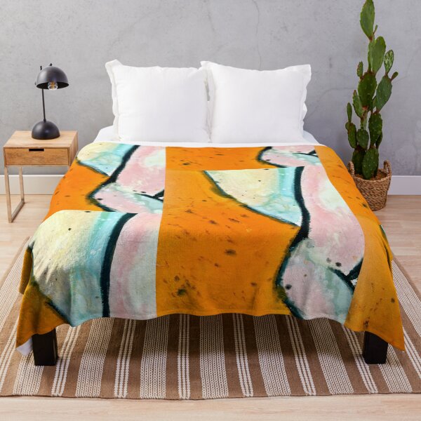 Item preview, Abstract blue orange paint textures  designed and sold by Tropical Blood.