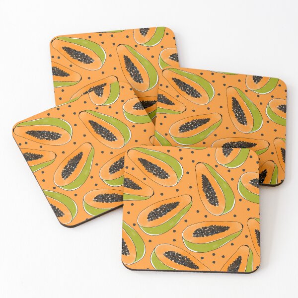 Item preview, Tropical pattern with watercolor papaya on orange background designed and sold by hmorena.