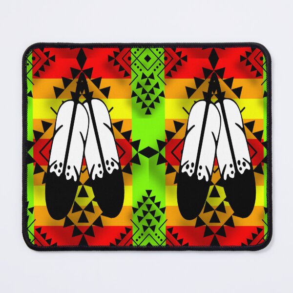 Item preview, Lime Green / Fire Color / Black Double Feather Native Print designed and sold by JMWCD.