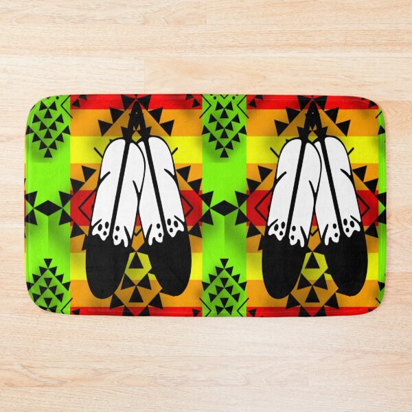 Item preview, Lime Green / Fire Color / Black Double Feather Native Print designed and sold by JMWCD.