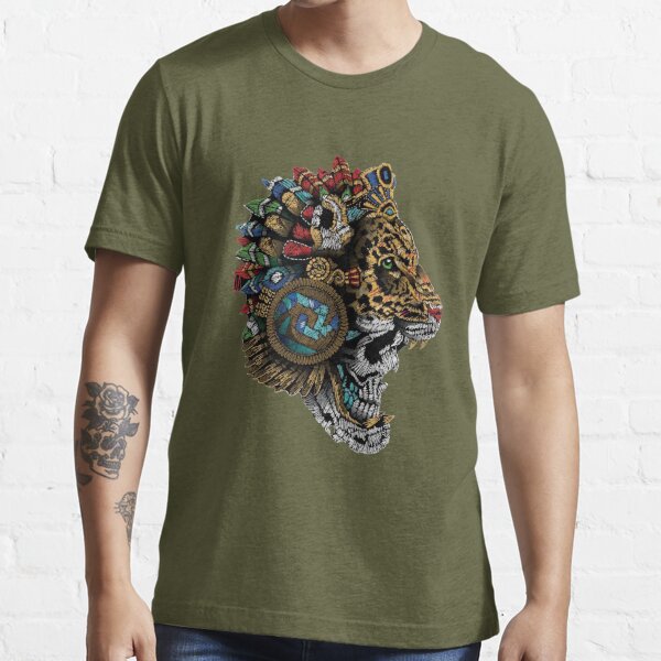 Aztec Jaguar Warrior Skull Polyester Men's Shirt – GTHIC