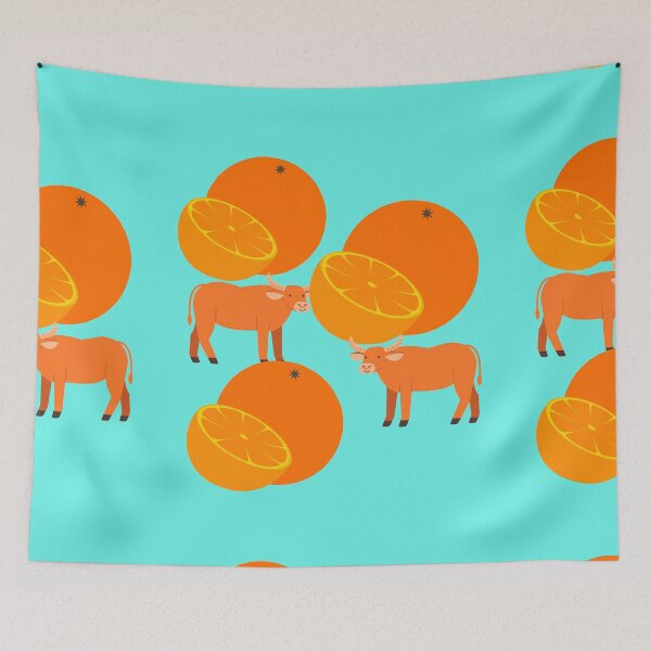 Item preview,  COLOFULLY ORANGES WITH COWS. designed and sold by marie1919.