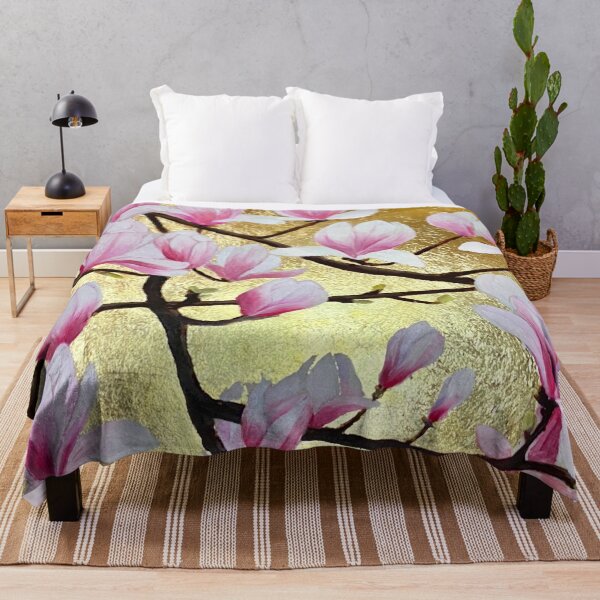 Item preview, Vintage magnolia floral pattern on gold leaf Magnolia garden Spring time designed and sold by SyncopeMars.