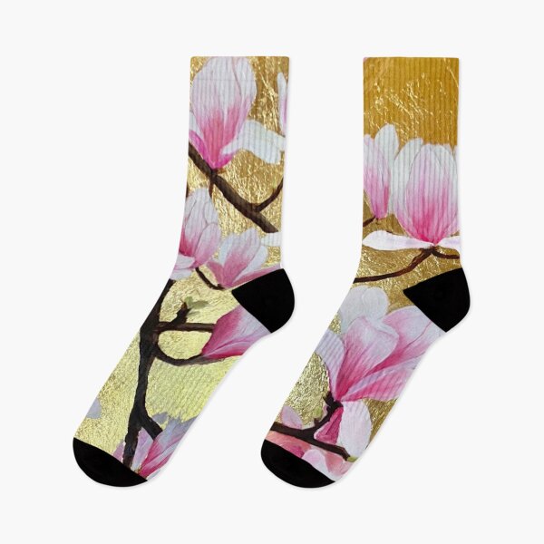 Item preview, Vintage magnolia floral pattern on gold leaf Magnolia garden Spring time designed and sold by SyncopeMars.