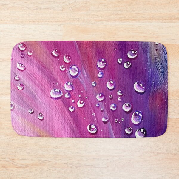 Raindrops on a Pink and Purple Tulip Flower Bath Mat