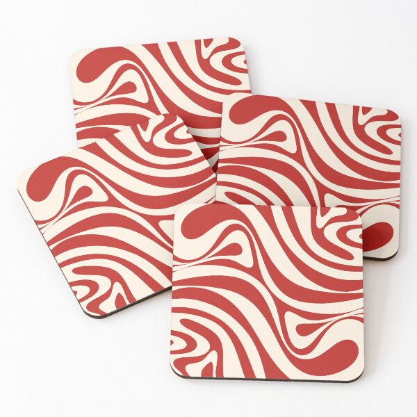 Item preview, New Groove Retro Swirl Abstract Pattern in Red and Almond Cream designed and sold by kierkegaard.