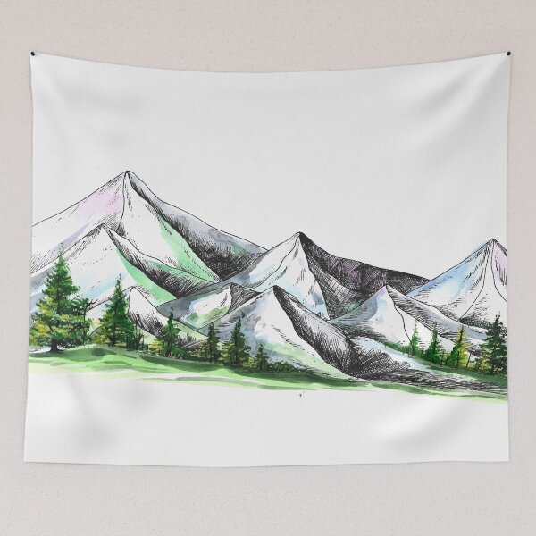 Item preview, Hand draw lands cape colourful sketch mountain watercolour  designed and sold by shoping11228.