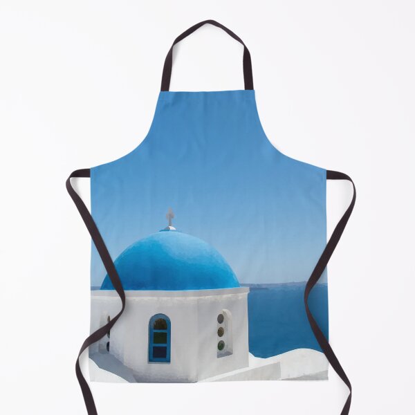 Item preview, Blue-Domed Church in Santorini with a Sea View - Watercolour Style designed and sold by WWWC2288.