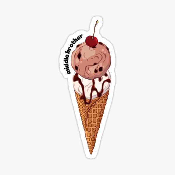 Middle Brother Ice Cream Cone With Two Scoops Sticker