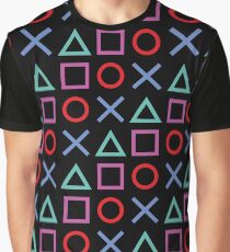 Gamer Pattern Black Graphic T-Shirt
