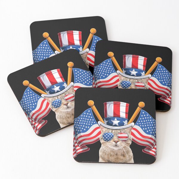 Item preview, American Flag Cute Cat designed and sold by FikirSanat.