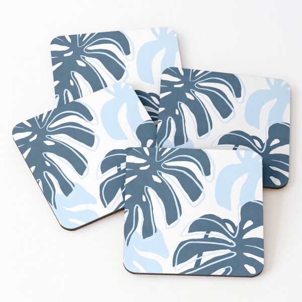Item preview, Modern monstera tropical leaf pattern in blue designed and sold by Miss-Belle.